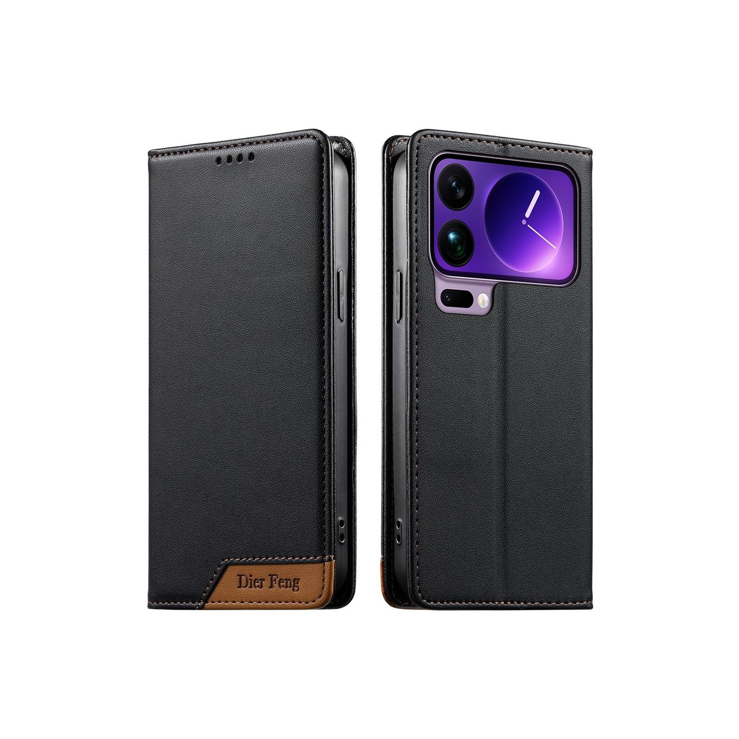 DIERFENG För Xiaomi 17 Pro Max Plånboksfodral RFID Skydd Stativ - Svart
