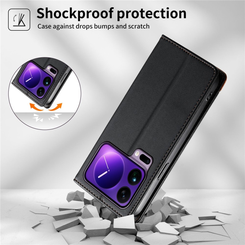 DIERFENG For Xiaomi 17 Pro Max Wallet Case RFID Blocking Stand - Black