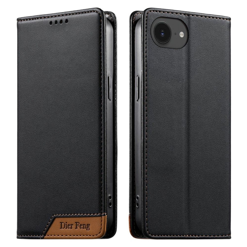 DIERFENG For iPhone 17e / 16e Wallet Case RFID Blocking Stand - Black