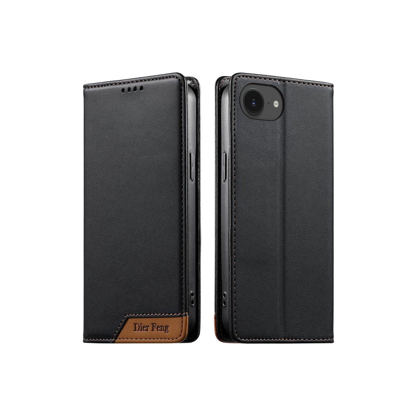 DIERFENG For iPhone 17e / 16e Wallet Case RFID Blocking Stand - Black