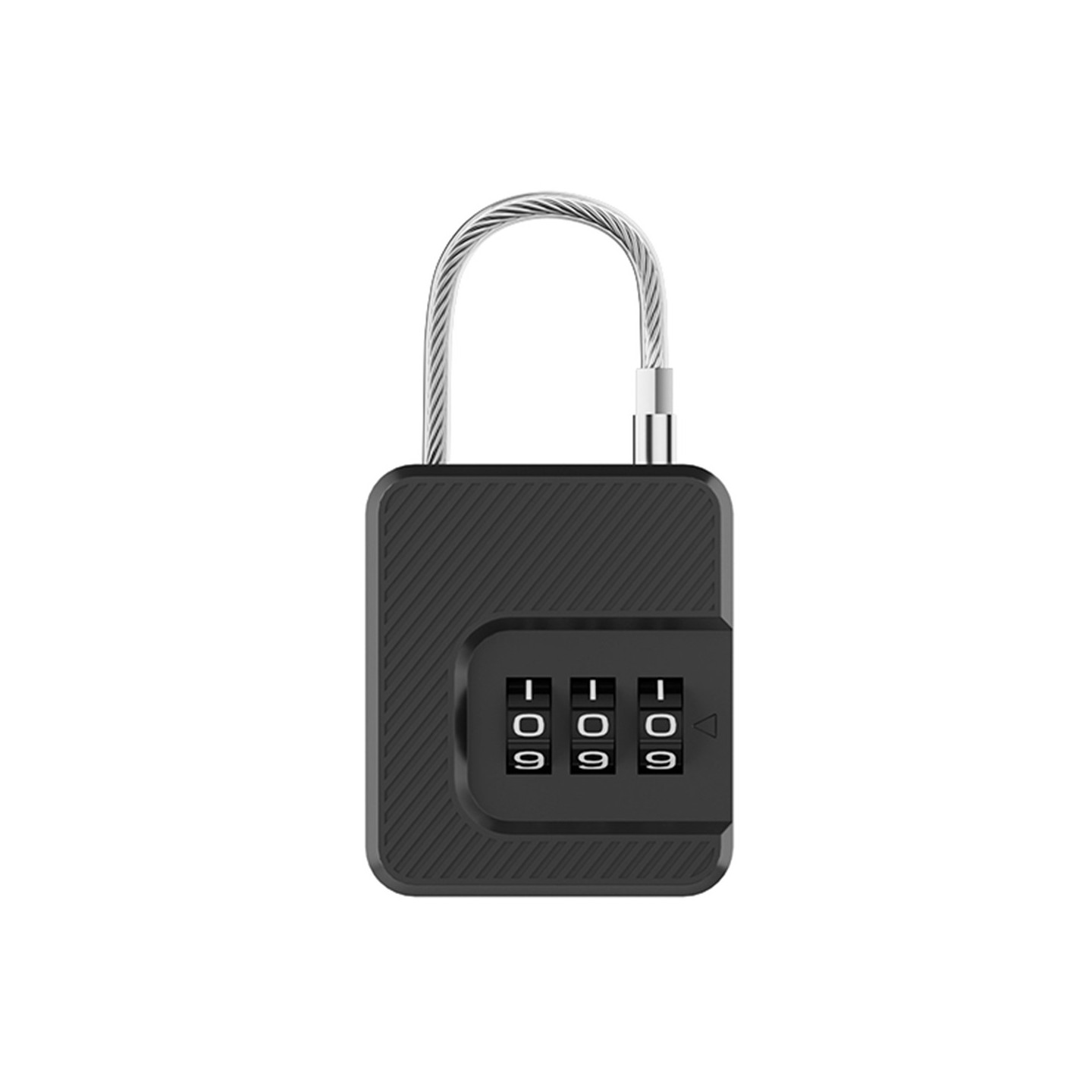 Padlock Lock 3-Digit Combination Lock Luggage Steel Cable Security Lock - Black