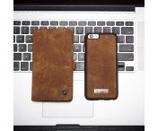 CASEME iPhone 6s 6 Retro Split läder plånboksfodral - Brun