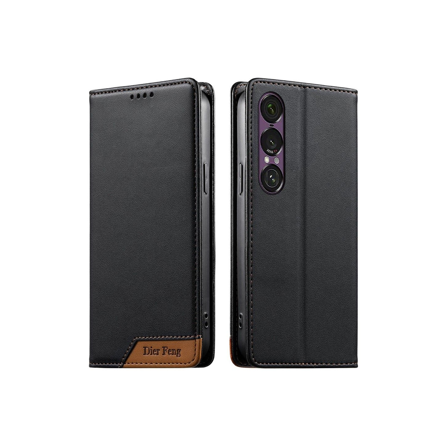 DIERFENG For Sony Xperia 1 VII Wallet Case RFID Blocking Stand - Black