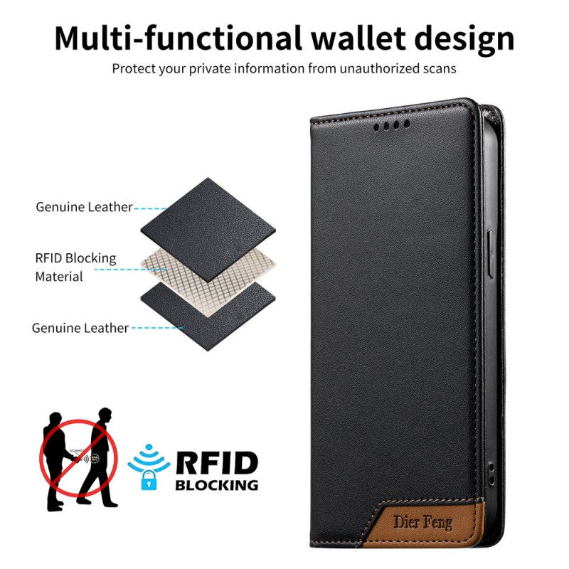 DIERFENG Til Sony Xperia 1 VII Pungcover RFID Beskyttelse Stander - Sort