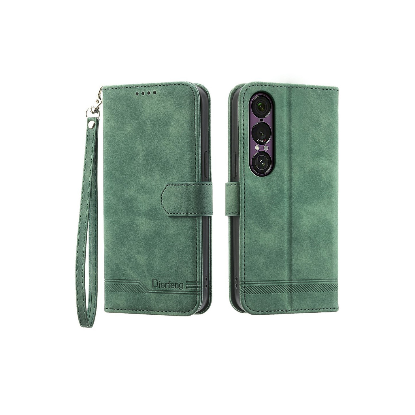 DIERFENG Til Sony Xperia 1 VII Lommebokdeksel med Stativ og Håndleddsrem