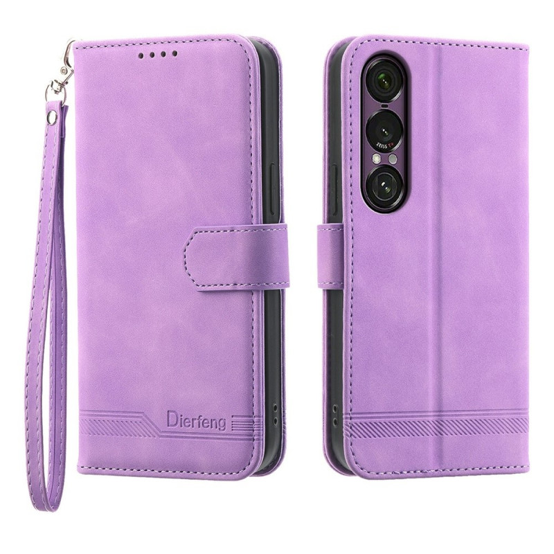 DIERFENG För Sony Xperia 1 VII Plånboksfodral med Stativ och Handledsrem