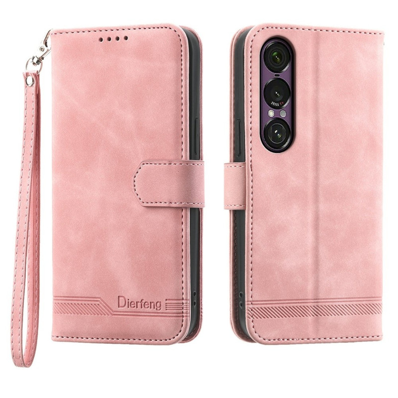 DIERFENG Til Sony Xperia 1 VII Lommebokdeksel med Stativ og Håndleddsrem