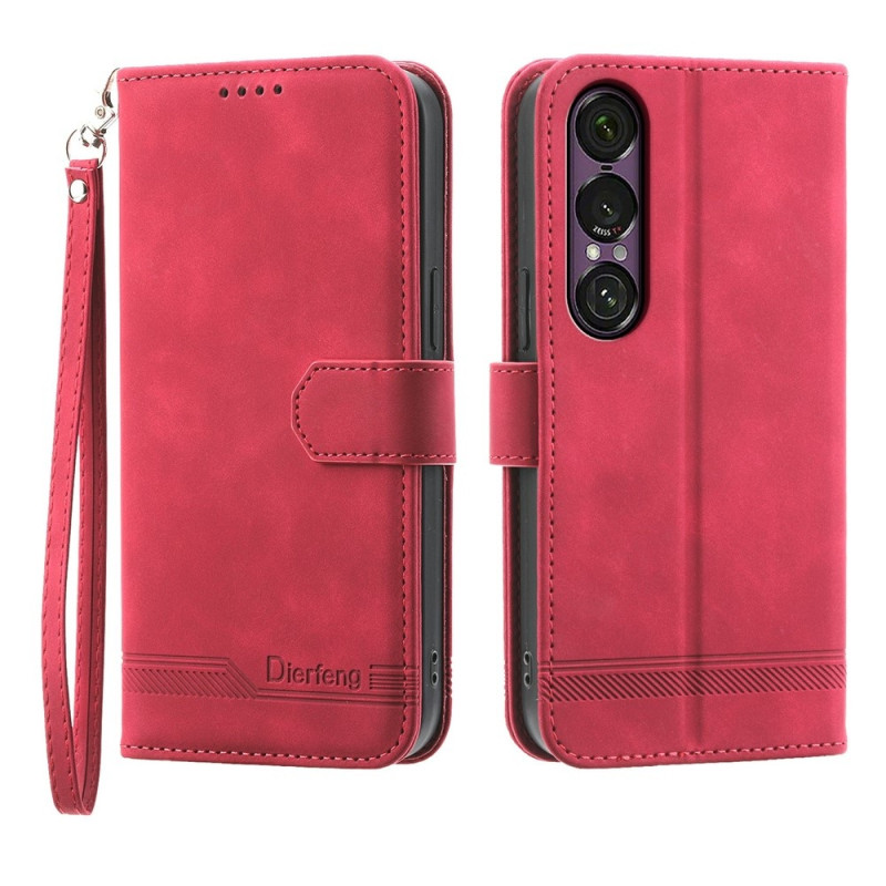 DIERFENG For Sony Xperia 1 VII Wallet Case with Stand and Wrist Strap