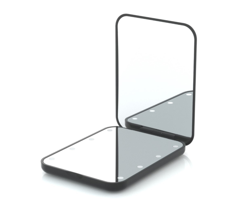 dubbelsidig sminkspegel LED-ljus fällbar 2X förstoring spegel