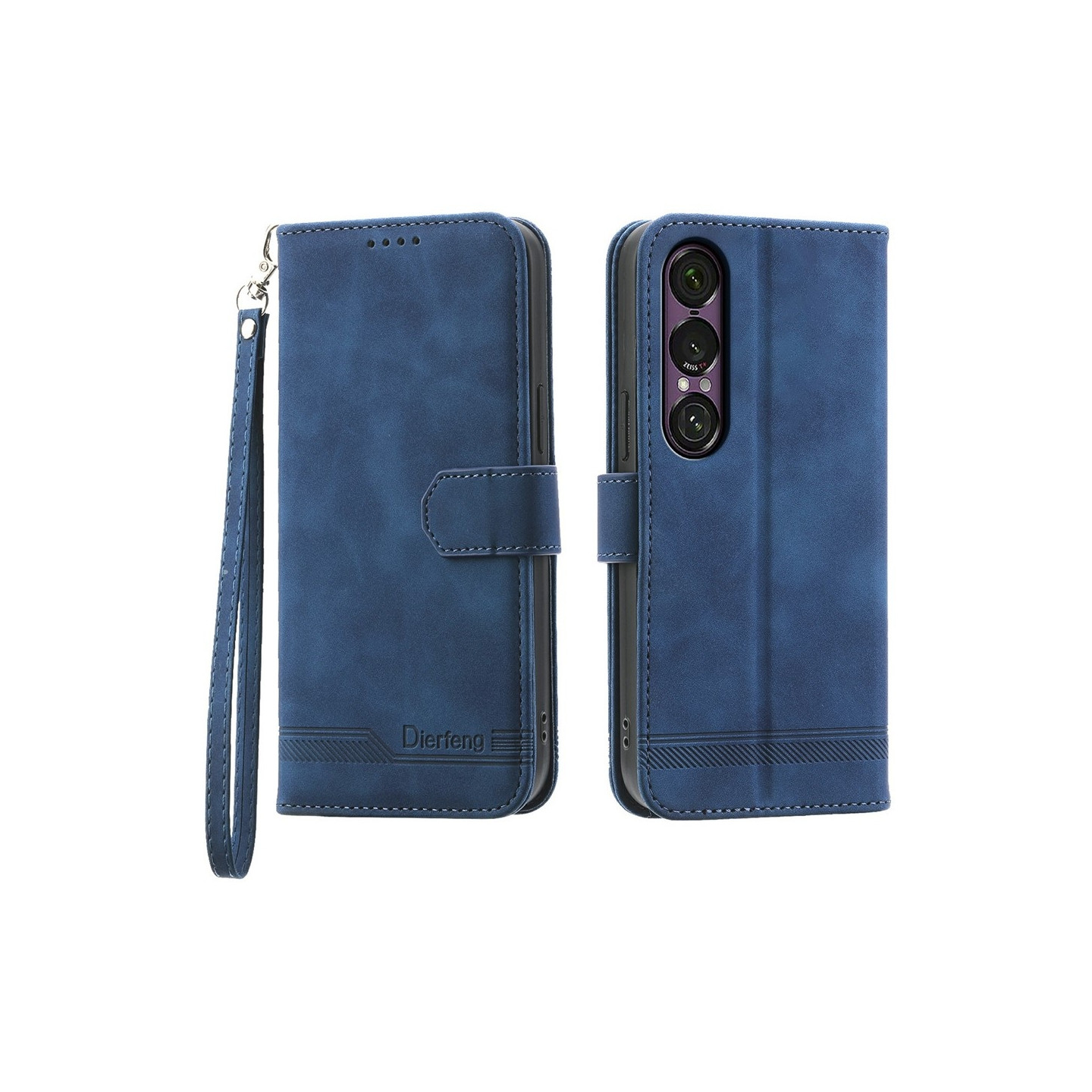 DIERFENG Til Sony Xperia 1 VII Lommebokdeksel med Stativ og Håndleddsrem
