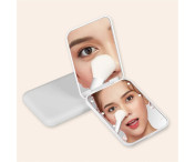 dubbelsidig sminkspegel LED-ljus fällbar 2X förstoring spegel