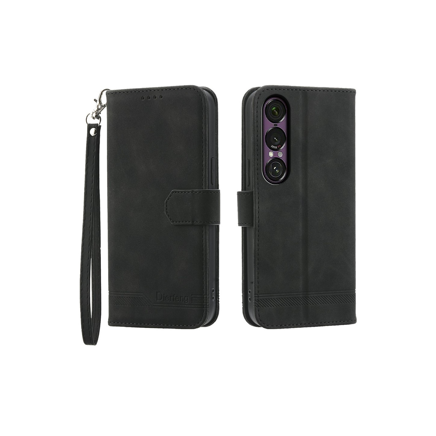 DIERFENG For Sony Xperia 1 VII Wallet Case with Stand and Wrist Strap