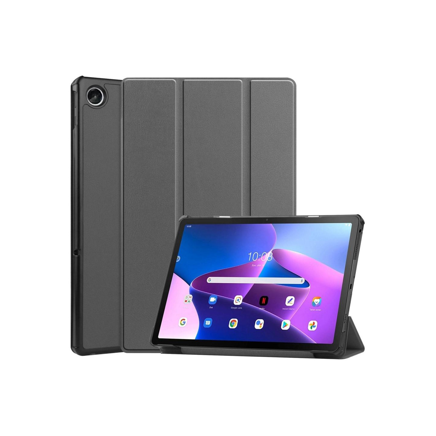 For Lenovo Tab M10 Plus (Gen 3) Trifold Stand Cover - Gray