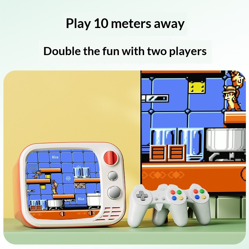 H7 3,5 tommer IPS-skærm Retro Mini TV-spilkonsol med dobbelt trådløs controller