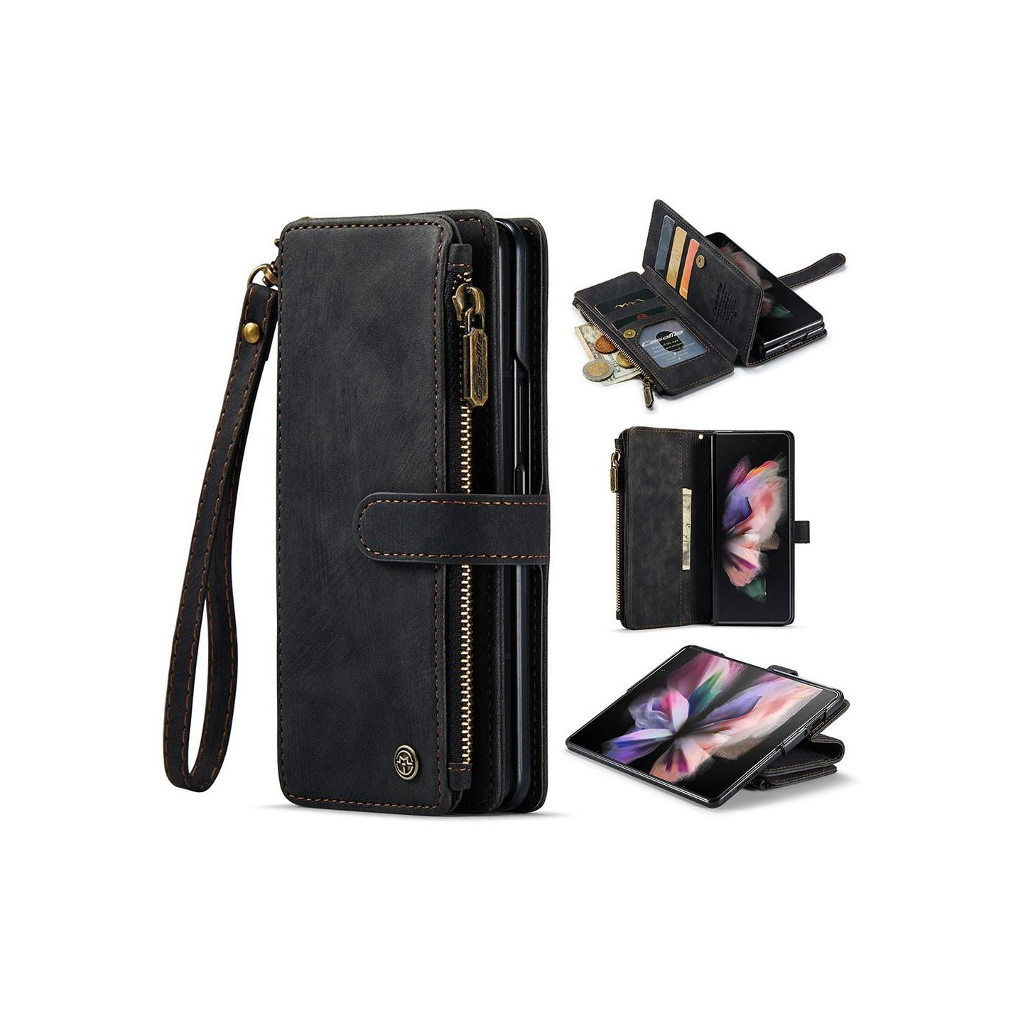 Samsung Galaxy Z Fold 4 5G CASEME Multikortspor Stativ Telefondæksel - Sort