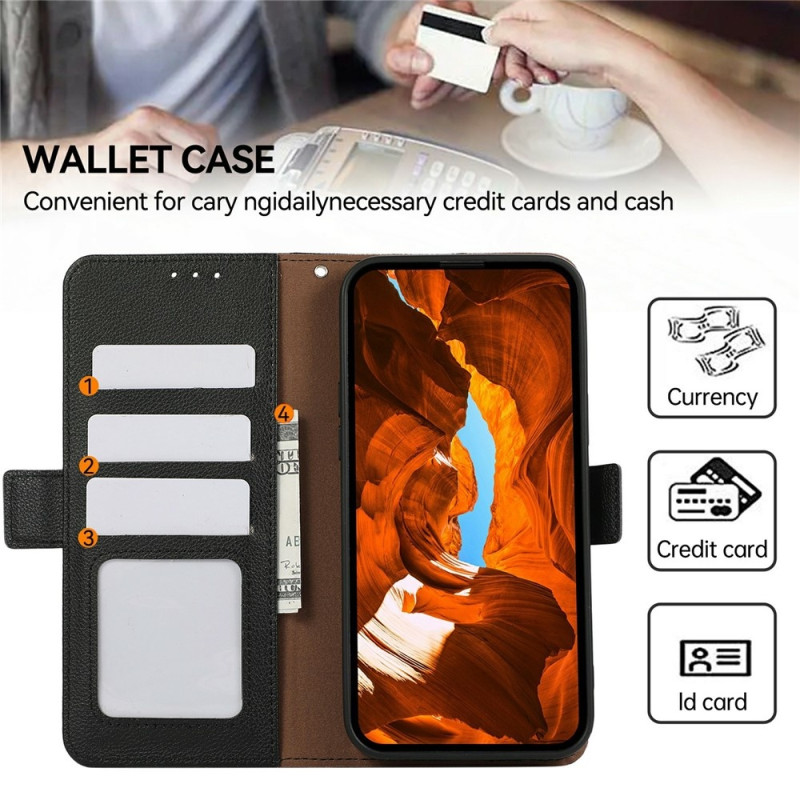 ABEEL For Motorola Edge 70 Fusion+ 5G / Edge 70 Fusion 5G Wallet Case RFID Blocking Litchi Texture - Black
