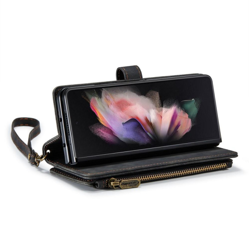 Samsung Galaxy Z Fold 4 CASEME Retro lær lommebok - deksel Svart