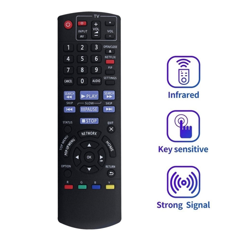 Udskiftning af fjernbetjening til N2QAYB000734 til Panasonic Blu-ray DVD-afspiller
