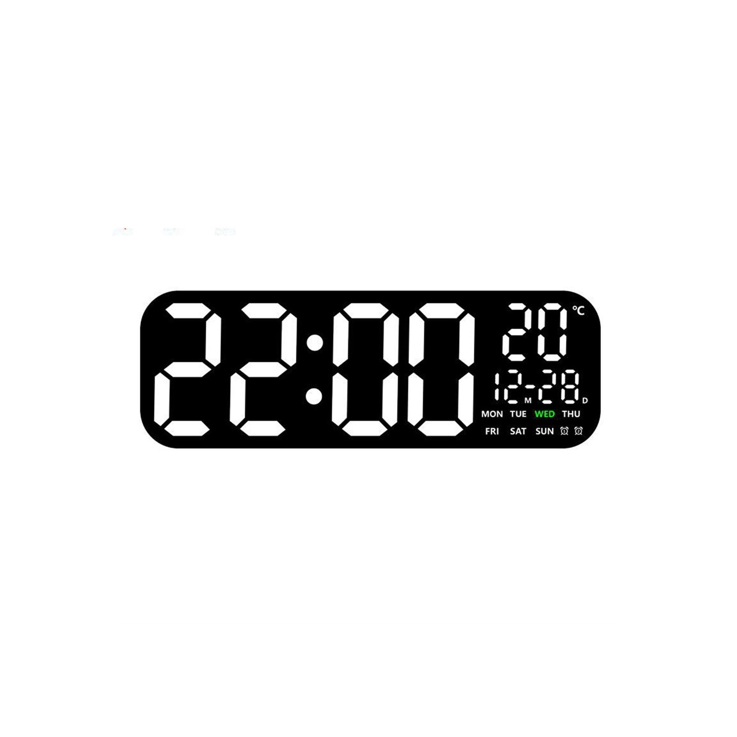 Large LED clock 19.5" Wall clock multifunction calendar thermometer remote control