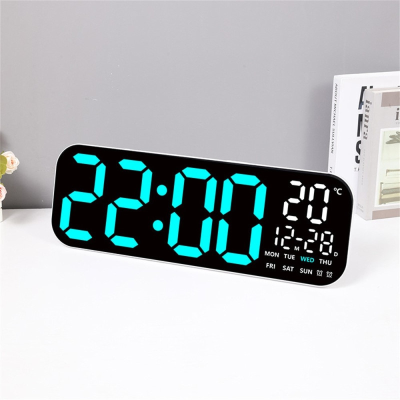 Stort LED-ur 19,5" vægur multifunktion kalender termometer fjernbetjening