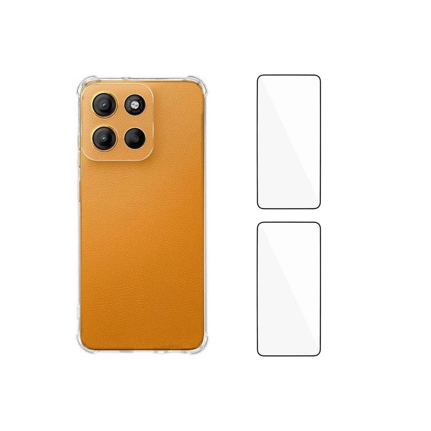 WANLONFENG For Motorola Moto G17 Power 4G / G17 4G / G15 4G / G15 Power 4G Case + 2Pcs Tempered Glass Screen Protectors