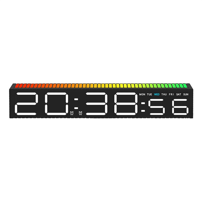 12/24 timers LED digitalt ur lydoptagelse RGB elektronisk ur sengebordsur