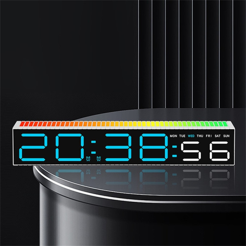 12/24 Hours LED Digital Clock Sound Recording RGB Electronic Clock Bedside Clock
