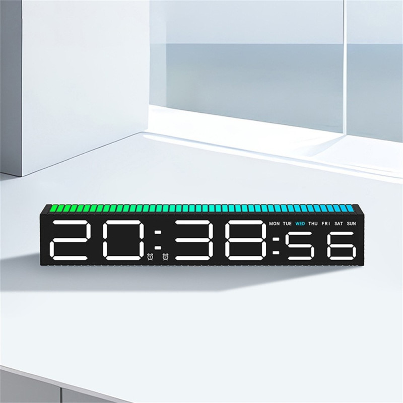 12/24 Hours LED Digital Clock Sound Recording RGB Electronic Clock Bedside Clock