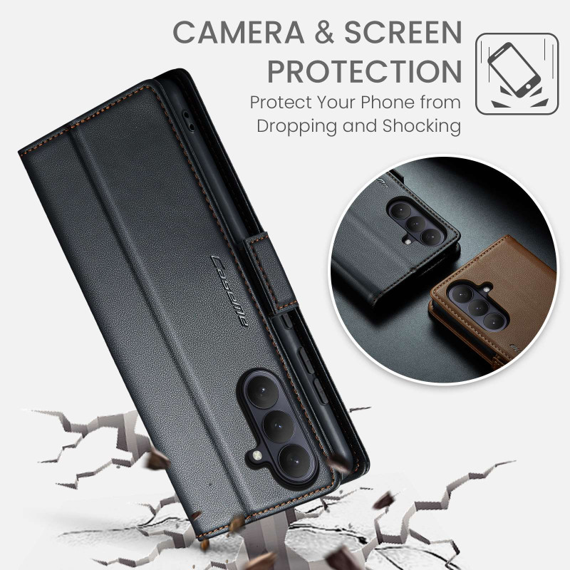 Samsung Galaxy A37 5G CASEME  lompakkokotelo jalustalla ja litchi-kuviolla
