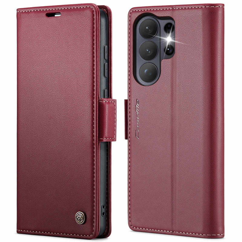 CASEME Retro Wallet Case for Samsung Galaxy S26 Ultra - Red