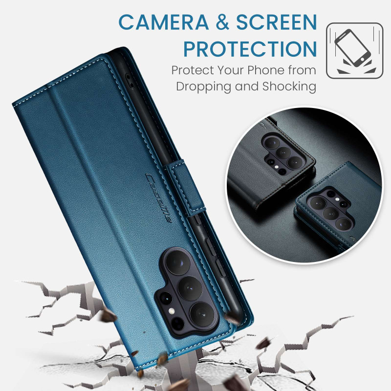 CASEME Retro Wallet Case for Samsung Galaxy S26 Ultra - Blue