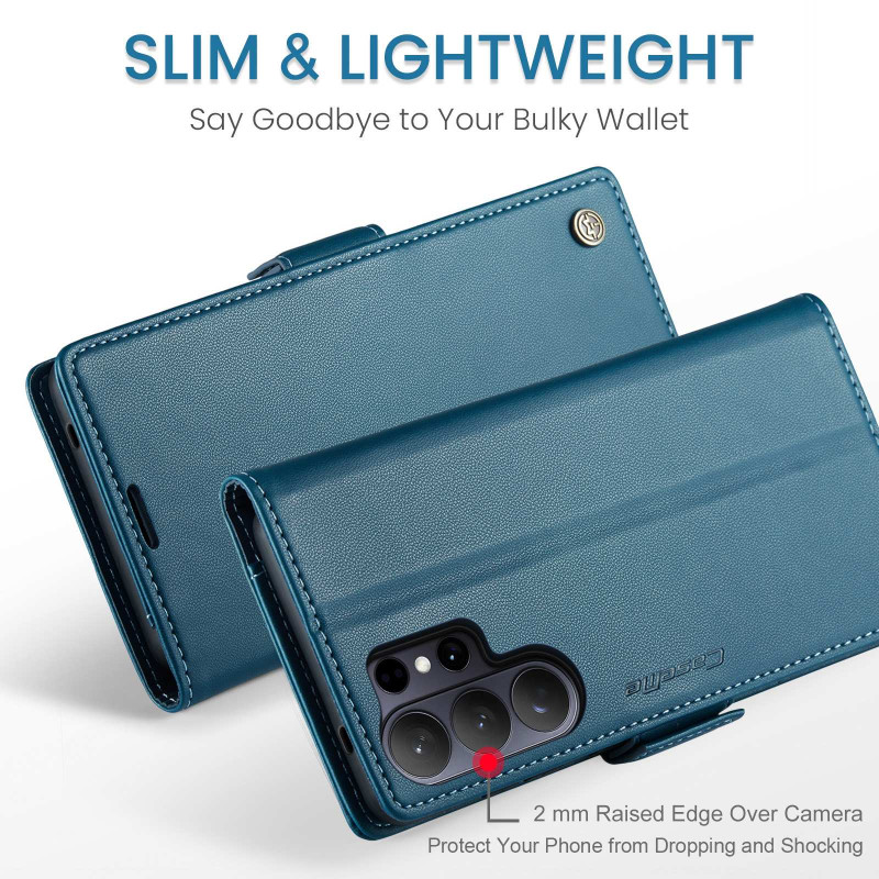 CASEME Retro Wallet Case for Samsung Galaxy S26 Ultra - Blue