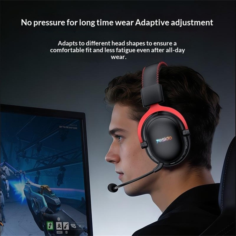 YESIDO Gaming Headset Bluetooth 2.4G Kablede Over-Ear Hovedtelefoner Mikrofon
