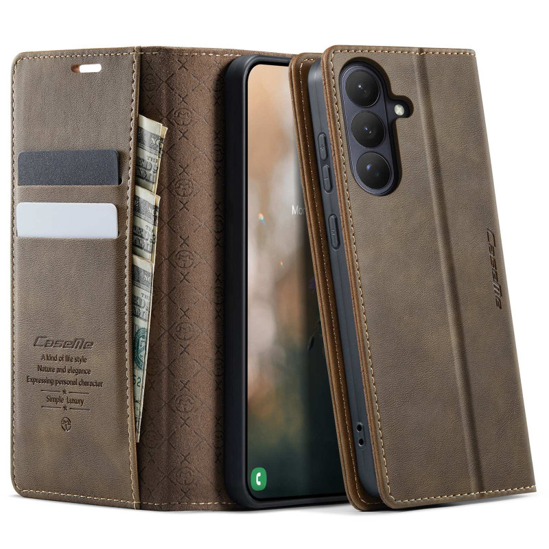 For Samsung Galaxy S26 CASEME Wallet Stand Calf Texture Phone Cover - Brown