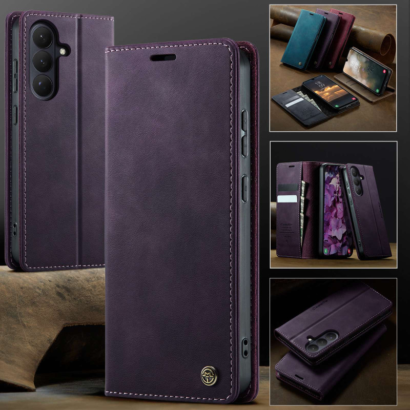 Til Samsung Galaxy S26 CASEME pungcover med stativ og kalvetekstur - Lilla