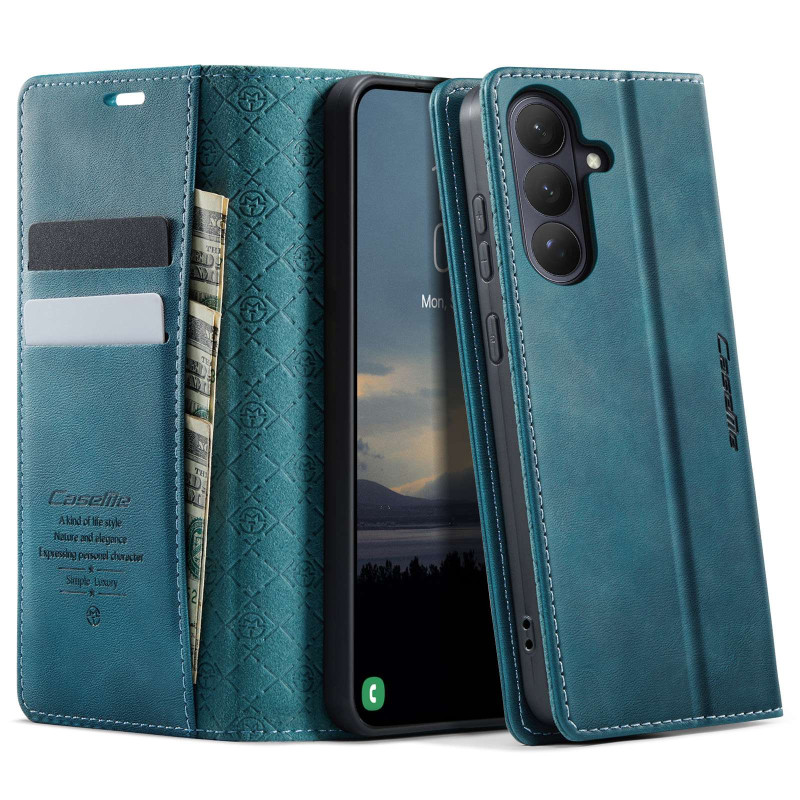 Til Samsung Galaxy S26 CASEME pungcover med stativ og kalvetekstur - Grøn