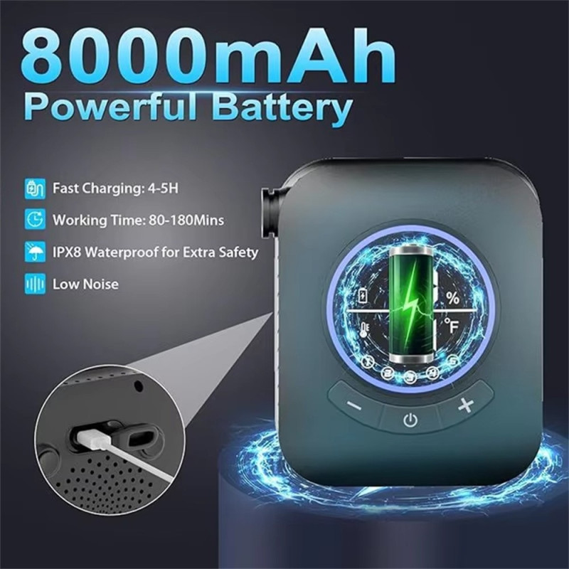 8000mAh Portable Electric Shower IPX8 Waterproof 5 Speeds LCD Screen Camping