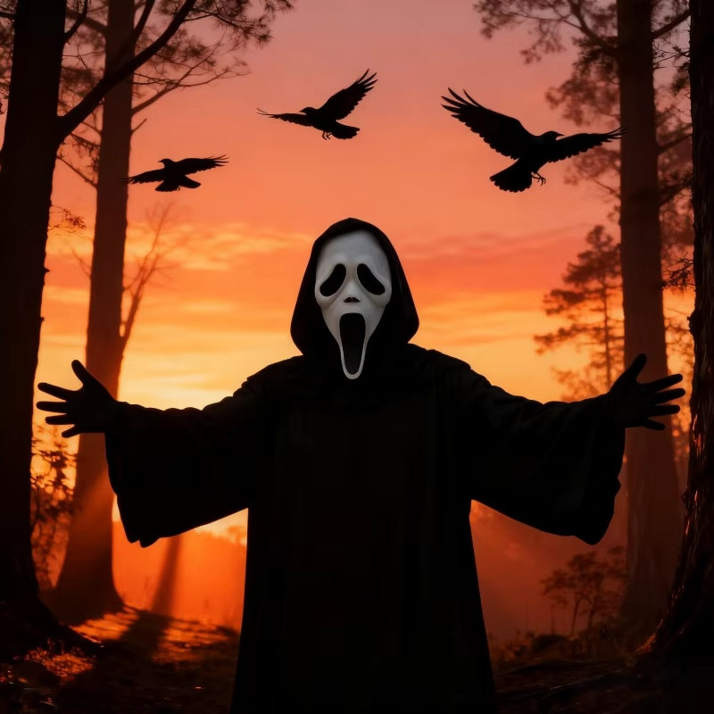 Ainutlaatuinen GhostFace Scream Mask -naamio pehmeästä materiaalista, veitsellä