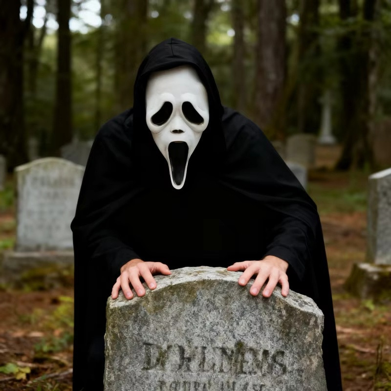 Eksklusiv GhostFace Scream Mask Masquerade Maskerademaske i blødt materiale inklusive kniv