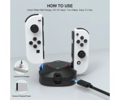 Kompatibel med Nintendo Switch + OLED Joy-Con-kontroller 4-i-1 laddningsstation