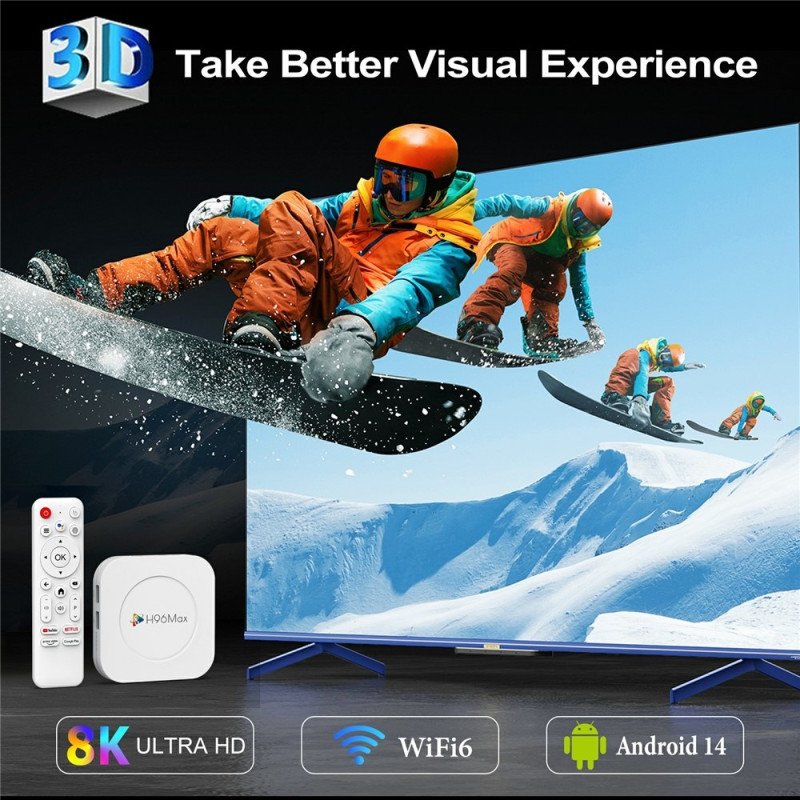 H96 MAX M1 Plus 8K Android TV Box 4+32GB WiFi6 BT5.4 Röstassistent Mediaspelare