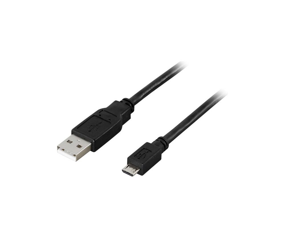 DELTACO USB 2.0 kabel, Typ A ha - Typ Micro B 2m, svart