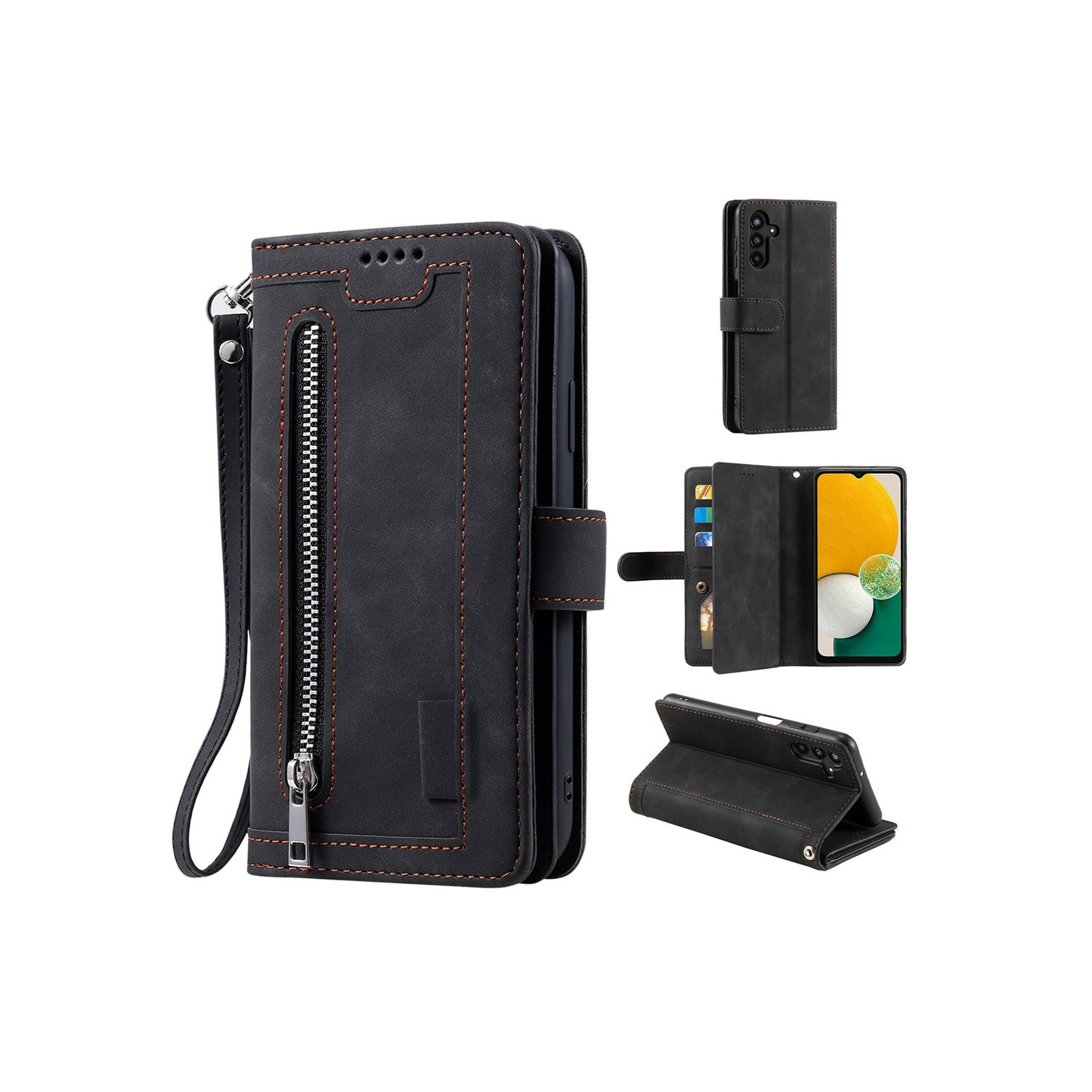 For Samsung Galaxy A37 5G Case with Card Slots and Zipper Wallet