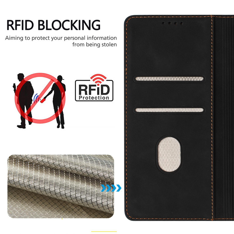 Till Motorola Moto G17 Power 4G och Moto G15 4G Plånboksfodral HX med RFID Skydd och Stativ Svart