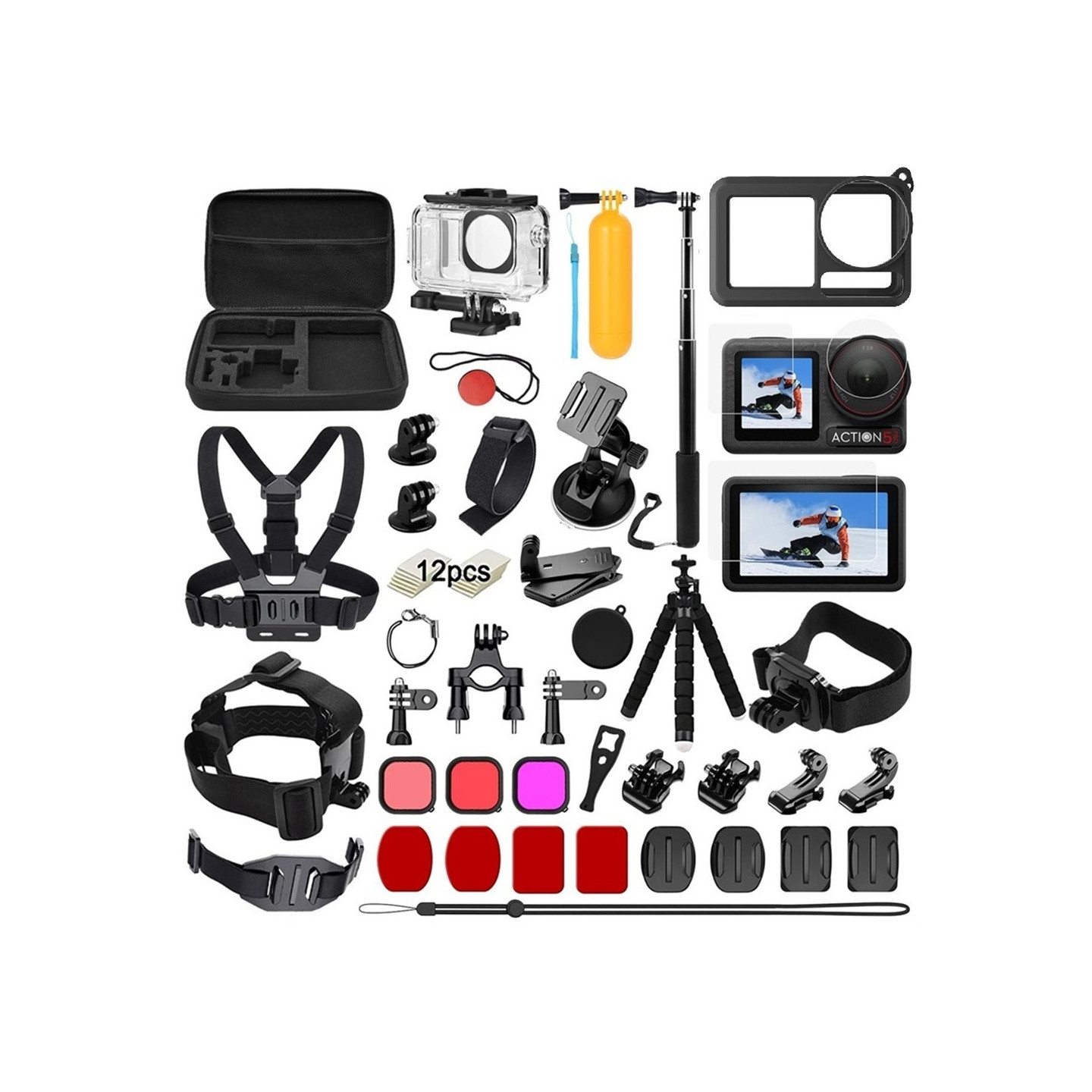 55-i-1-tilbehør til DJI Osmo Action 5 Pro / 4 / 3 Massevis av bra ting