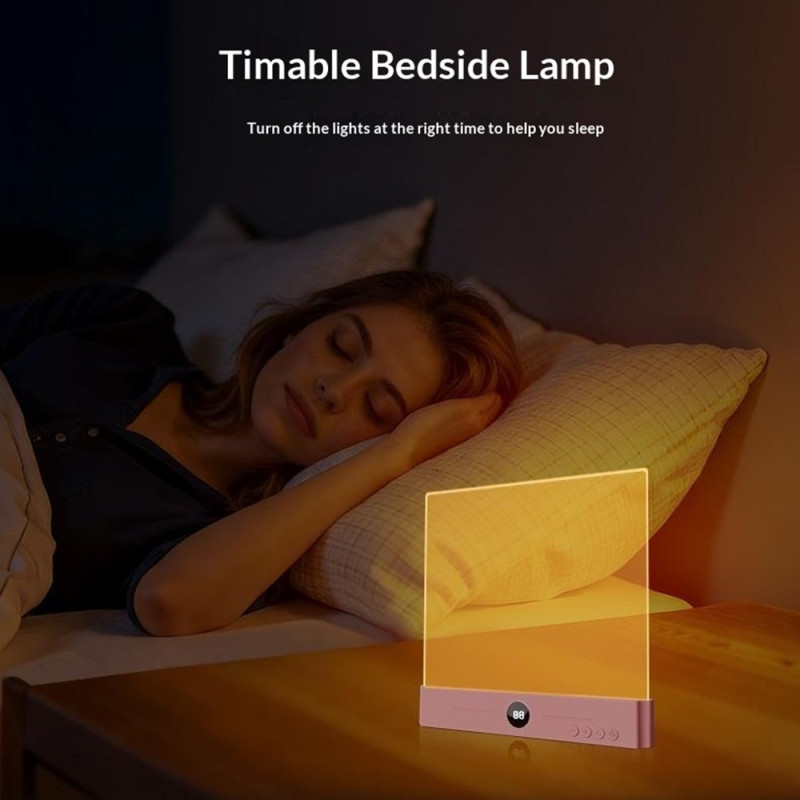 Lampe Leselampe Trinnløs dimming Gjennomsiktig akrylpanel Timer med 3 fargetemperaturer