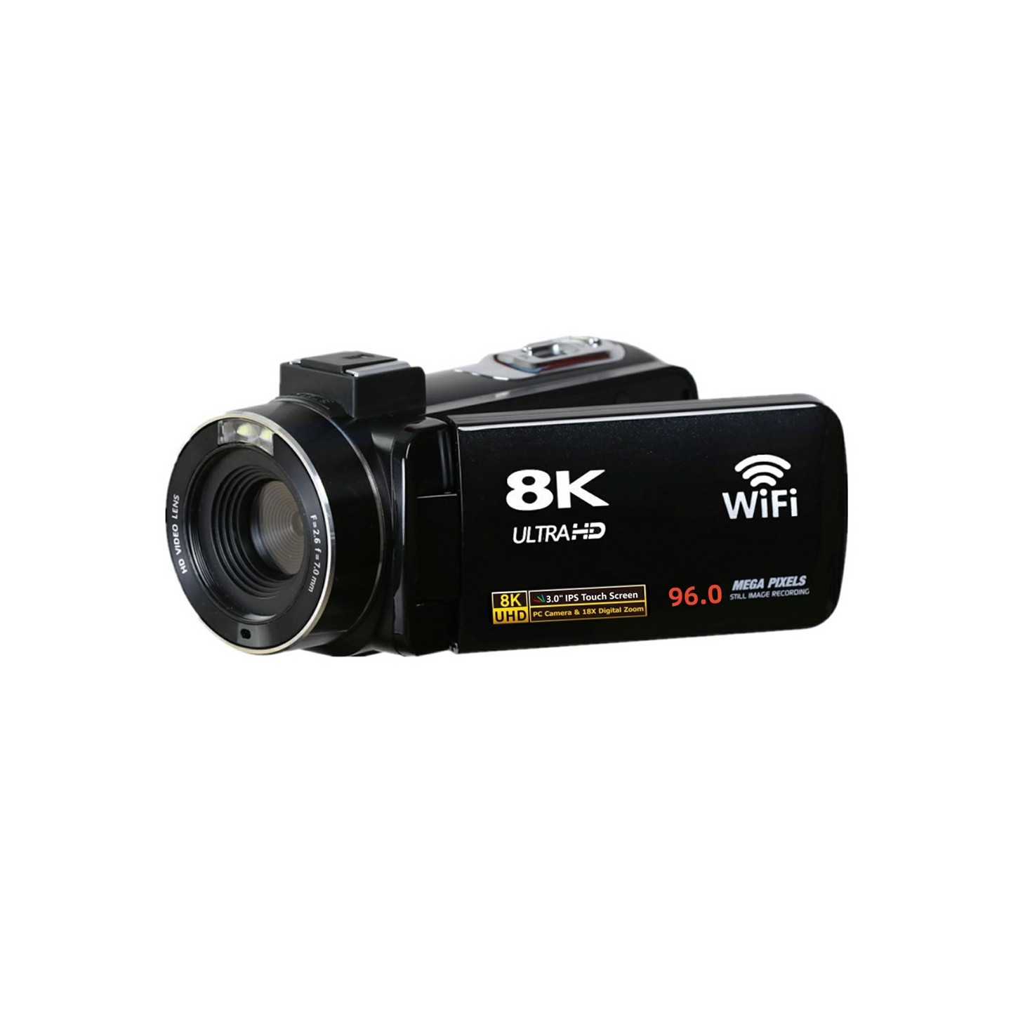 Video Camera Action Camera 8K Digital 96MP WiFi 3.0" IPS Touchscreen 18X Zoom Photo
