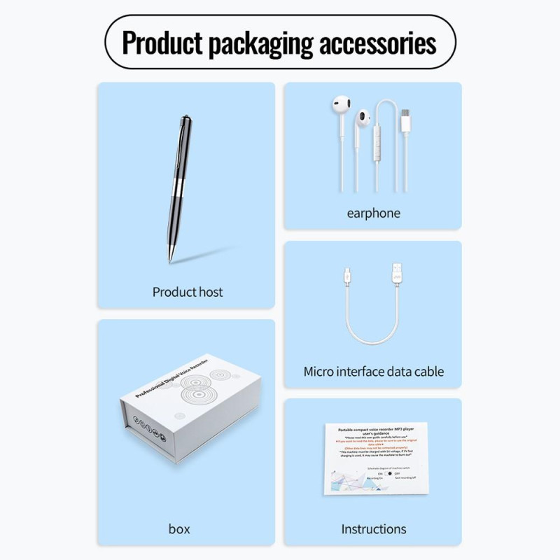 Q91 128 Gt: n digitaalinen äänitallennin kirjoituskynä MP3 - musiikkisoitin