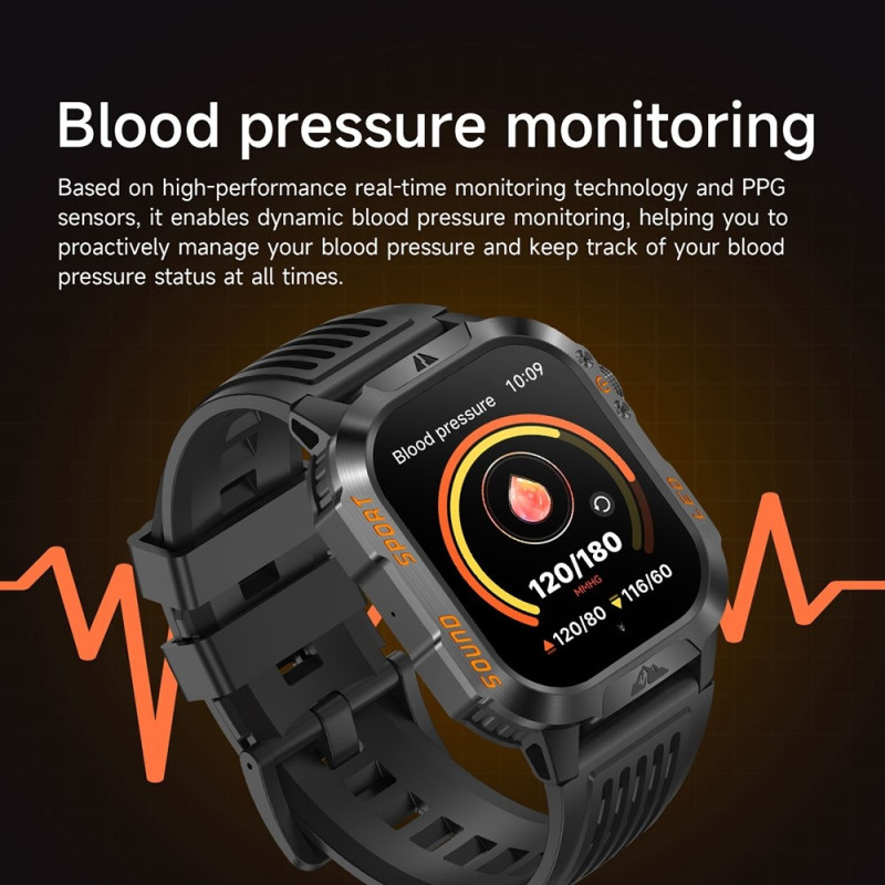 Bluetooth Smartwatch SmartWatch IPS 1200mAh Batteri IP68 Vandtæt Lommelygte
