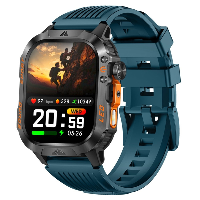 Bluetooth Smartwatch IPS 1200 mAh IP68 Waterproof Flashlight Call Health Monitor